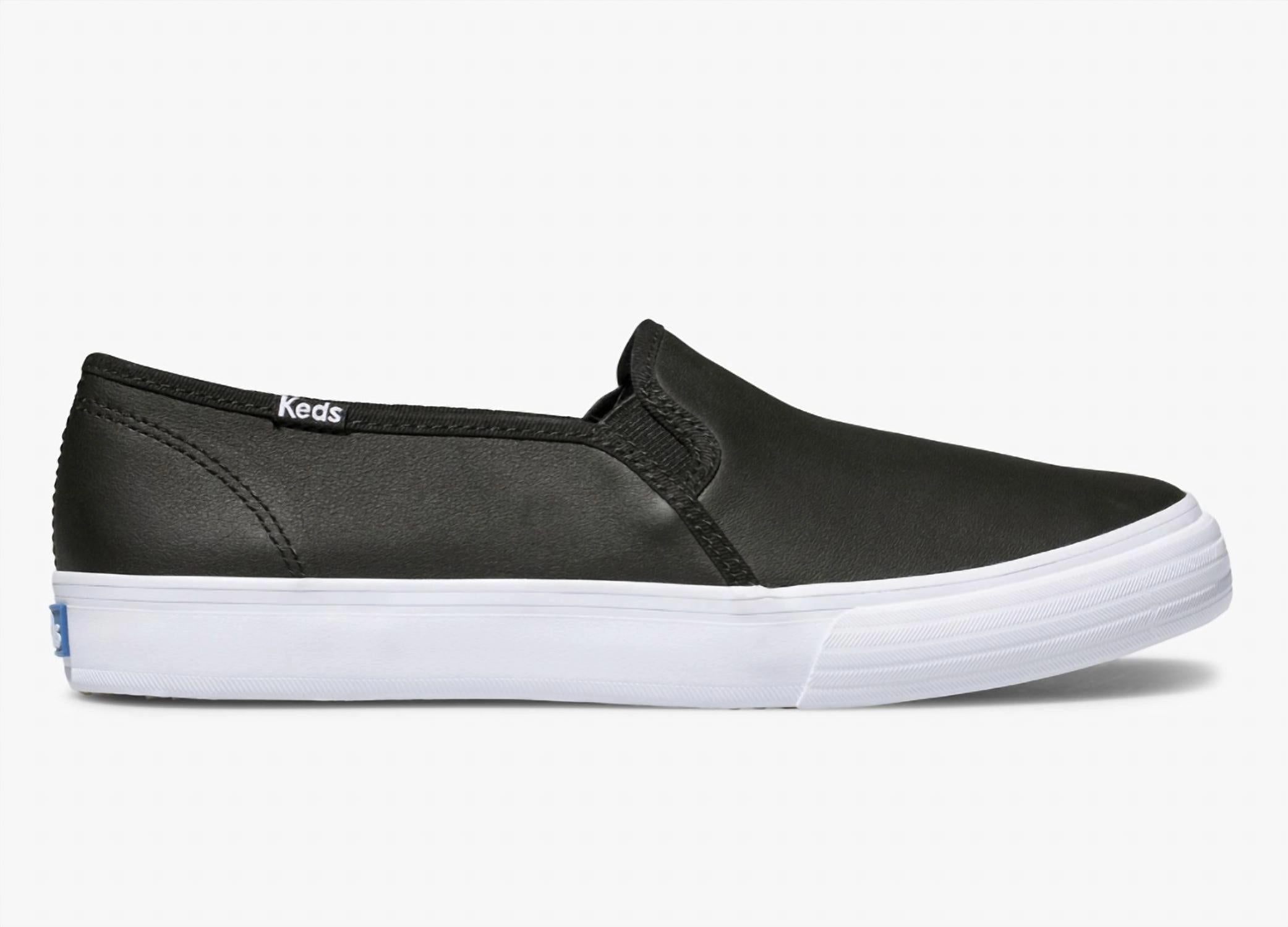 Women's Double Decker Leather Slip On Shoe In Black