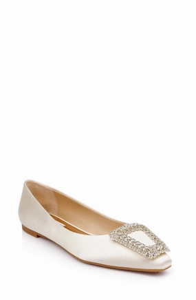 Women's Emerie Crystal Buckle Flats In Ivrsat Womens Casual Flats sale