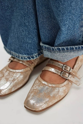 Women's Gemini Ballet Flat Shoes In Champagne Cheap Ballerina Flats Womens