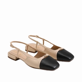 Women's Kara Slingback Flats In Sand/black Comfy Women Flats under $50