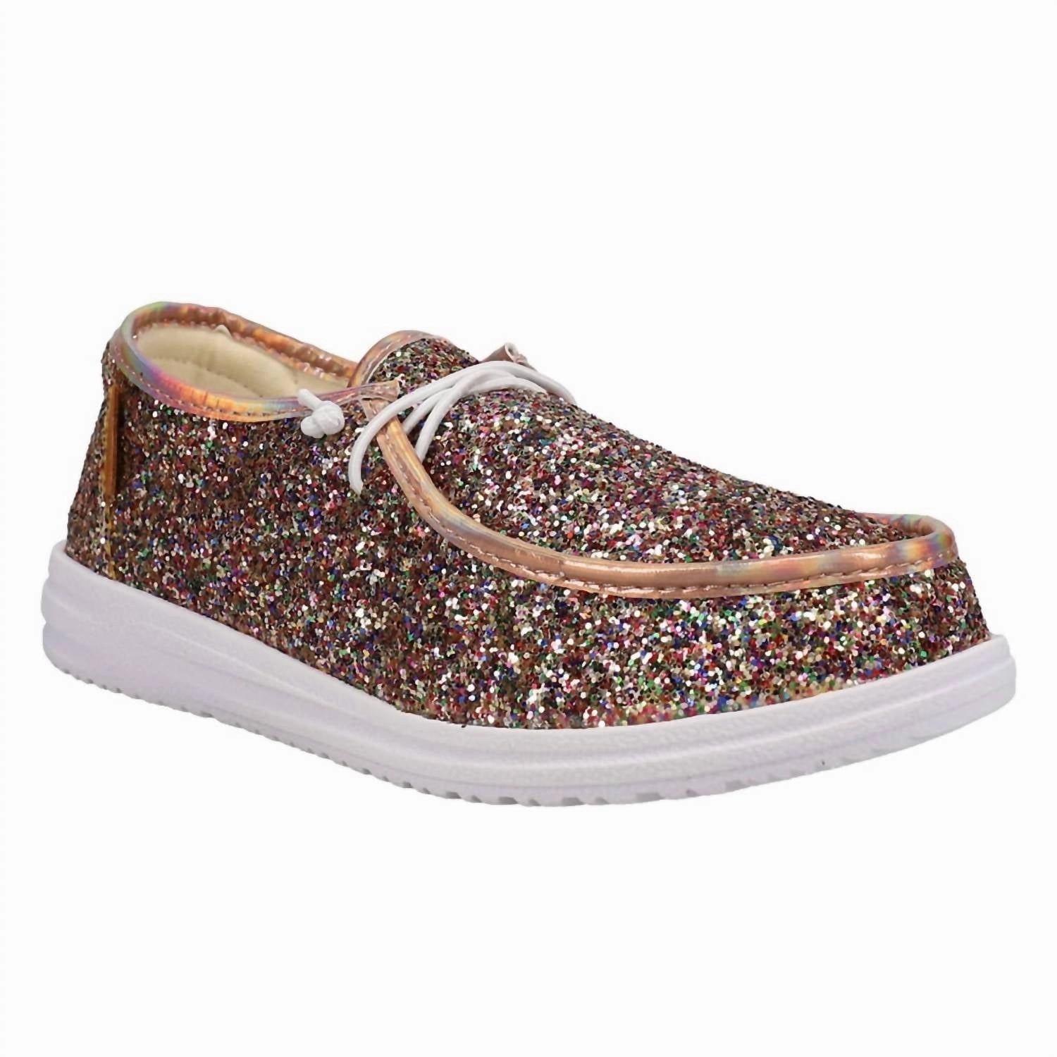Women's Kayak Casual Shoes In Rose Gold Glitter