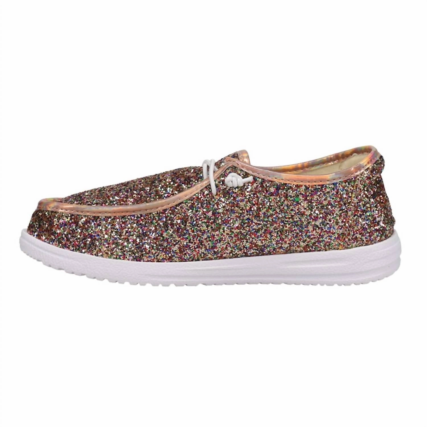 Women's Kayak Casual Shoes In Rose Gold Glitter