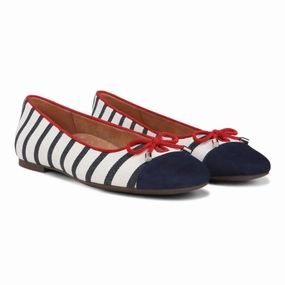 Women's Klara Ballet Flat Shoes In Navy/white Stripe Comfy Women Flats under $50