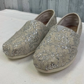 Women's Lace Fabric Loafers In Silver Floral Trendy Flats for Women
