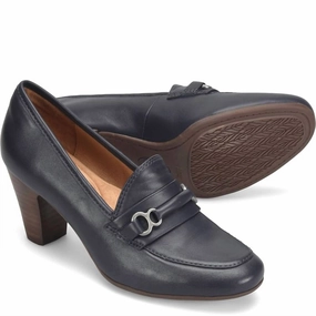 Women's Leona Heeled Loafer In Sky Navy Soft Sole Flats Womens sale