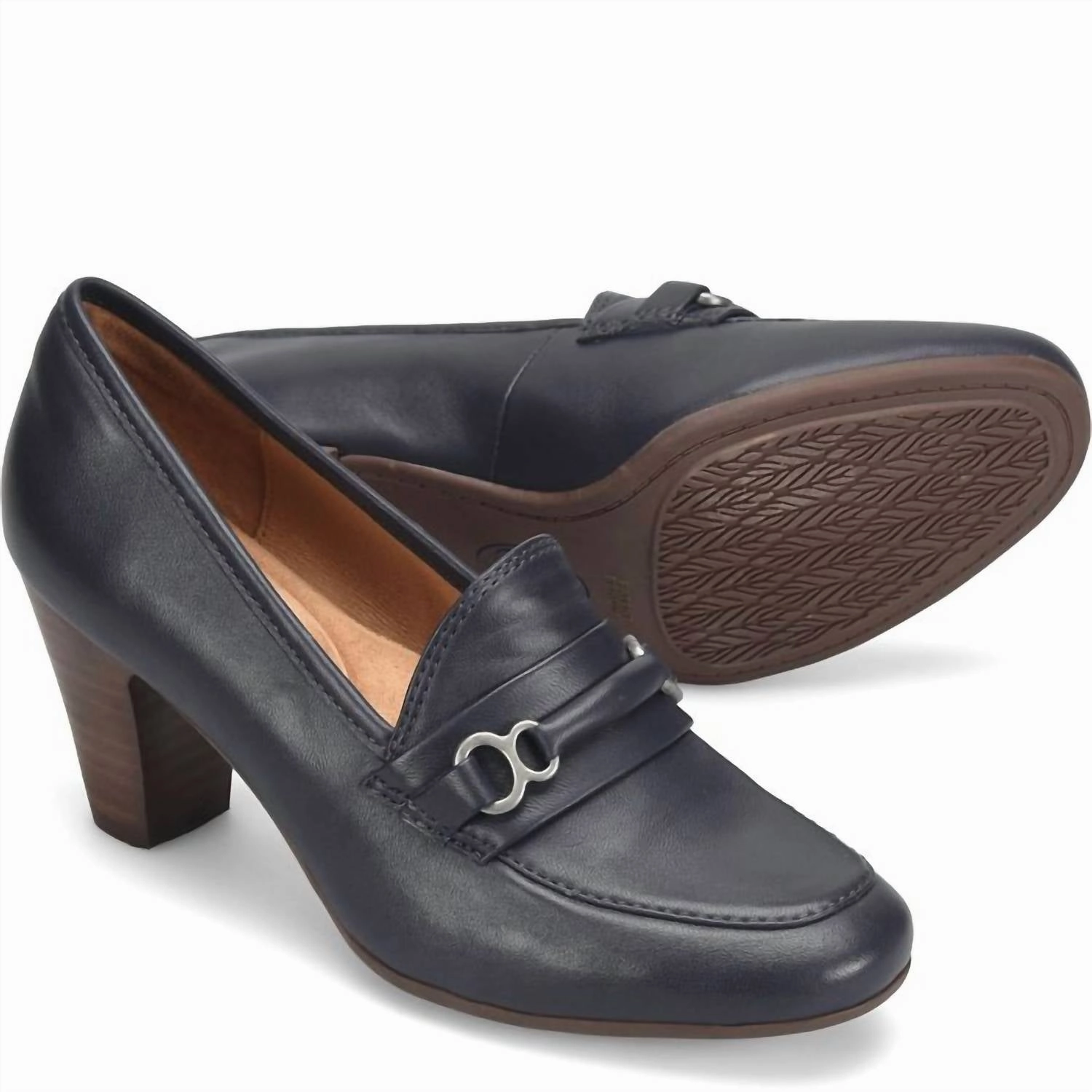 Women's Leona Heeled Loafer In Sky Navy Soft Sole Flats Womens sale