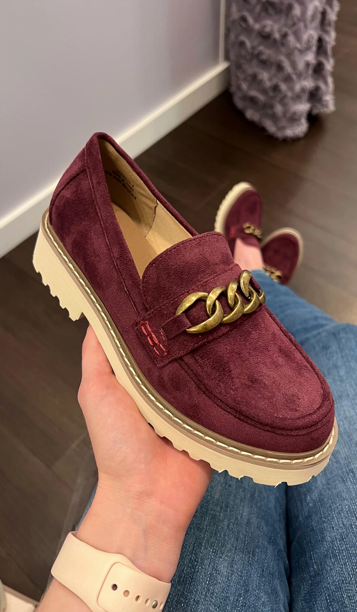 Women's Literally Faux Suede Loafers In Wine