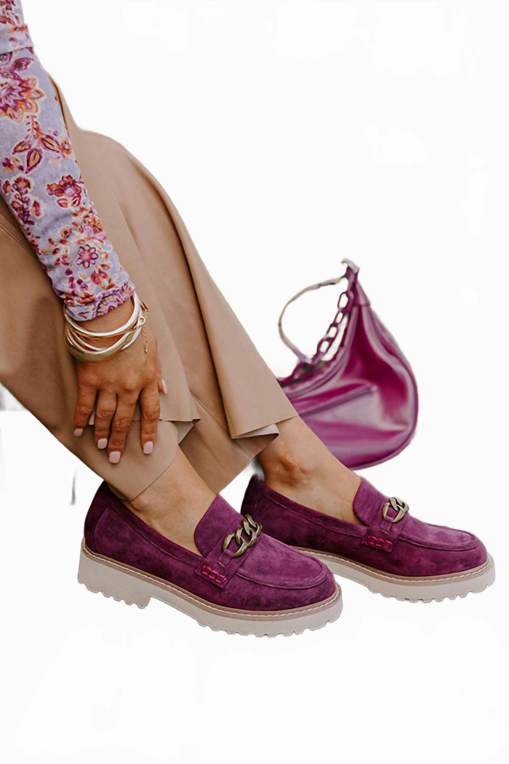 Women's Literally Faux Suede Loafers In Wine