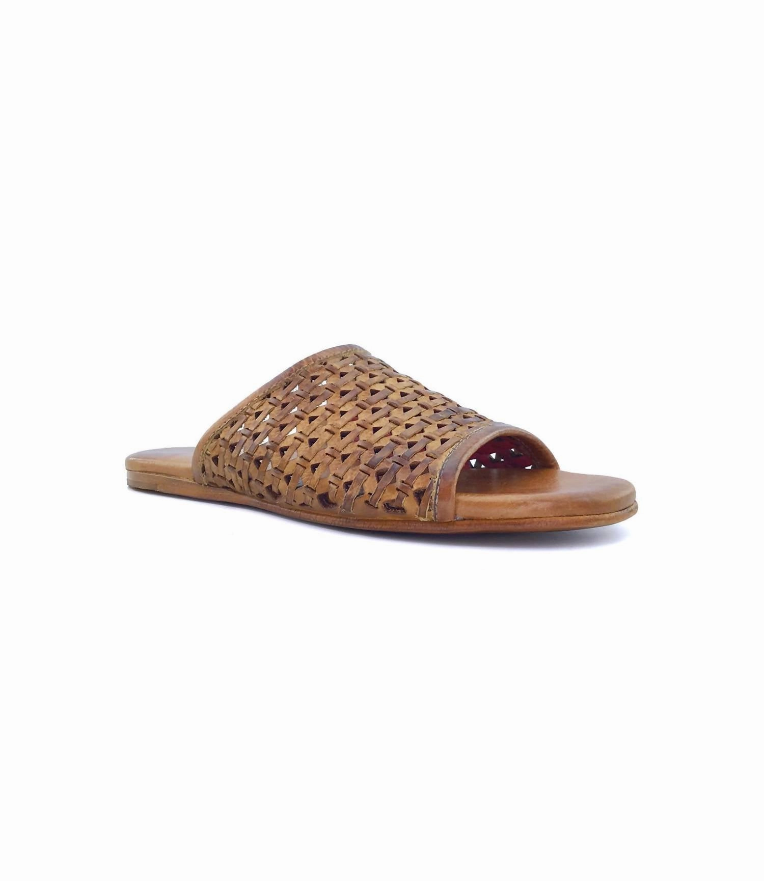 Women's Minerva Flat Slide Sandal In Tan Rustic Cheap Ballerina Flats Womens