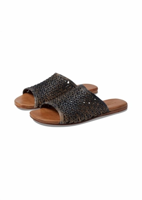Women's Minerva Flat Slide Sandals In Black Lux Cheap Ballerina Flats Womens