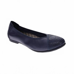 Women's Nairobi Ballet In Navy Lizard-Sapphire Comfy Women Flats under $50
