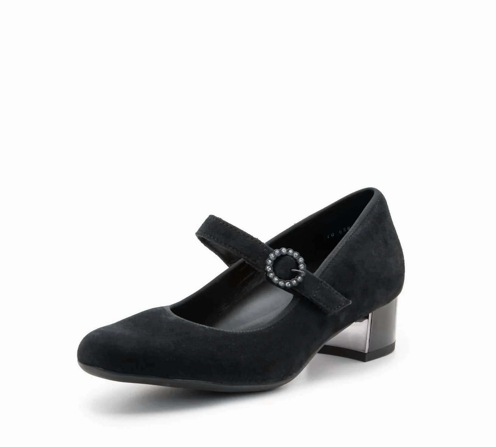 Women's Rhinestone Buckle Mary Jane Pumps In Black Suede Womens Casual Flats sale