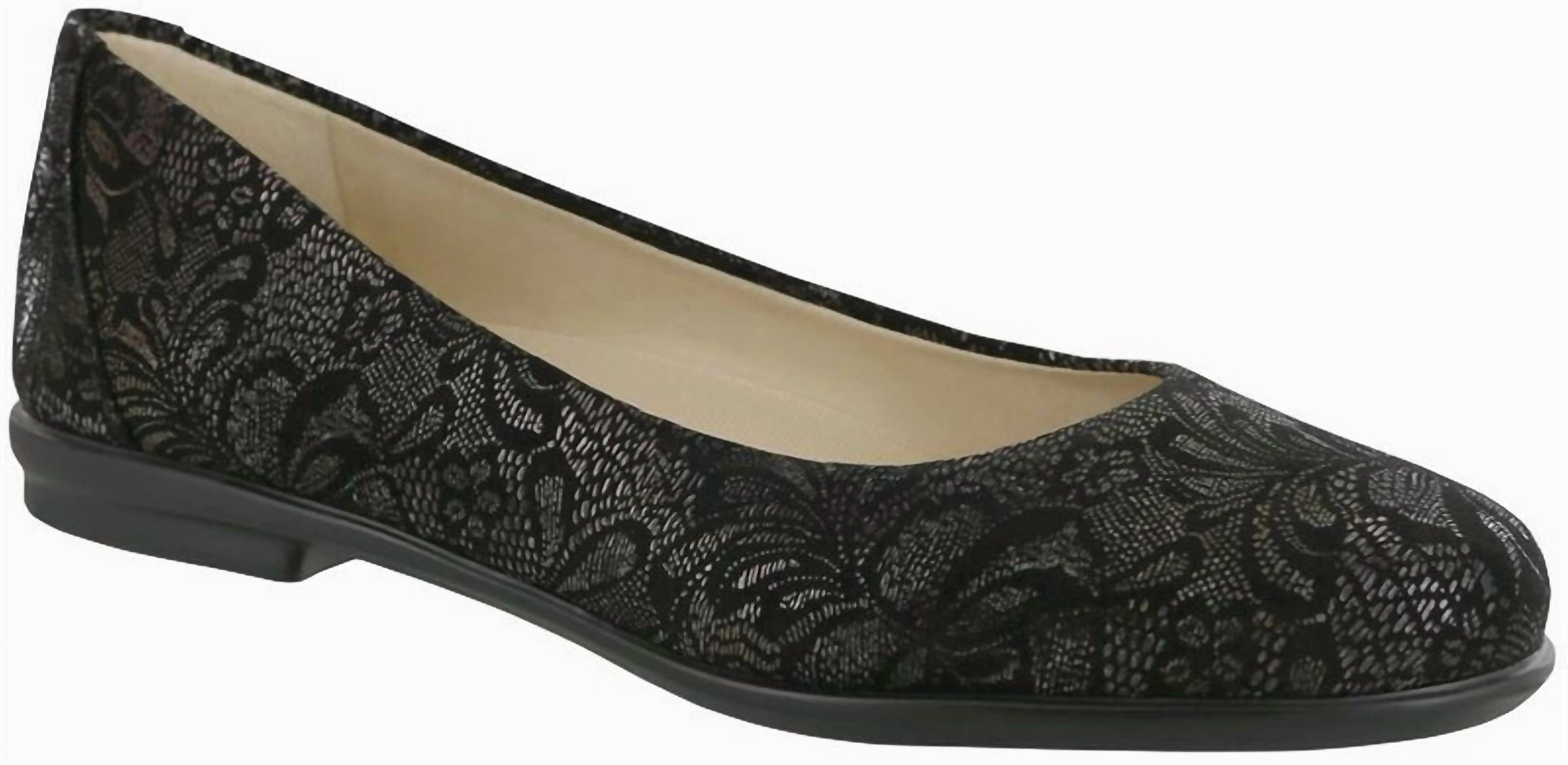 Women's Scenic Ballet Flat Shoes Narrow In Colorblack Lace Trendy Flats for Women