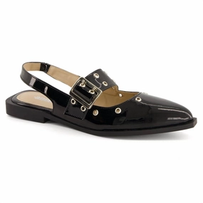 Women's Slingback Flats Wide Buckle In Black Womens Casual Flats sale
