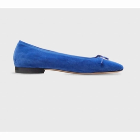 Women's Square Toe Velvet Ballet Shoe In Blue Womens Flats special deals