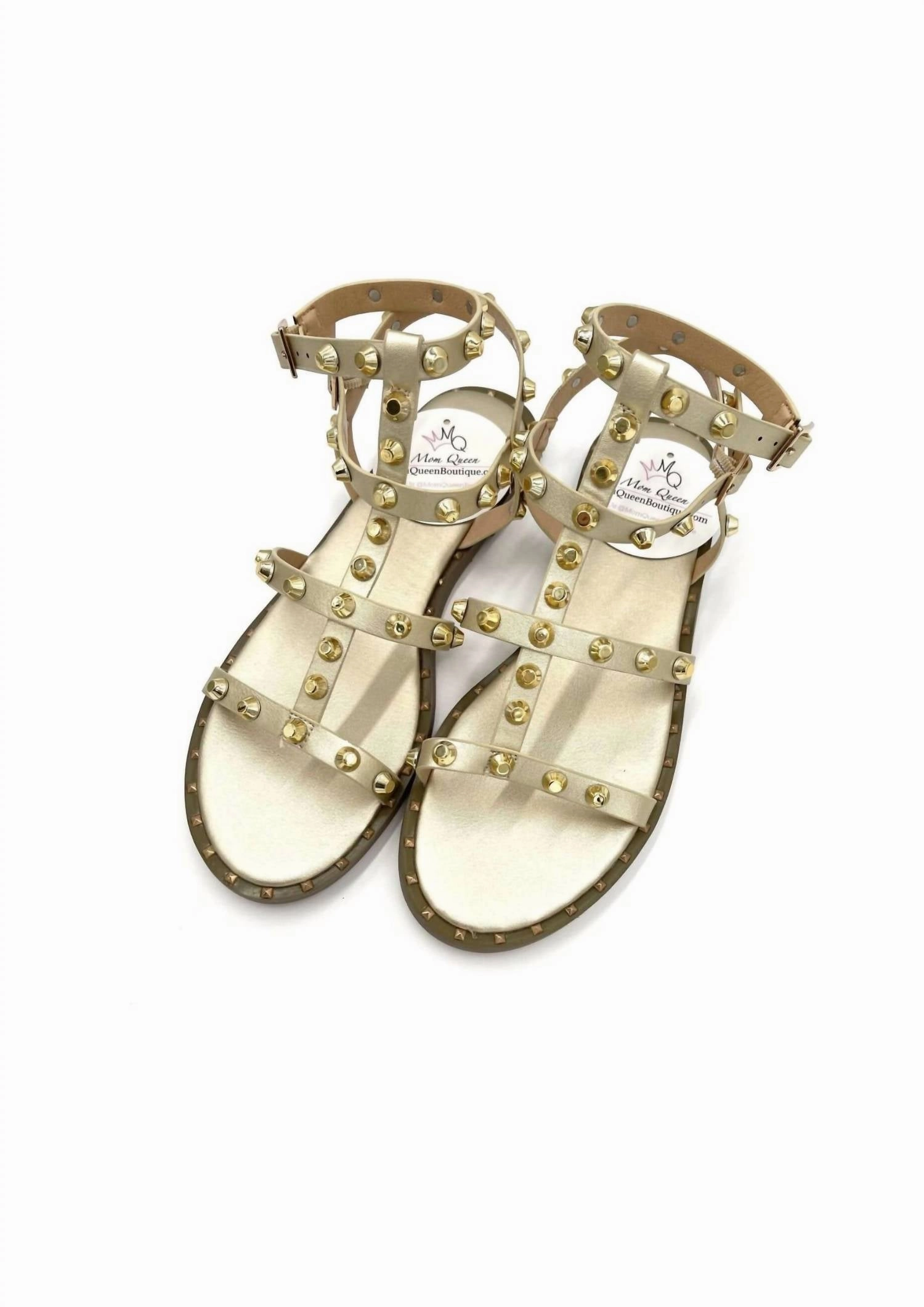 Women's Studded Flat Sandals In Gold Trendy Flats for Women