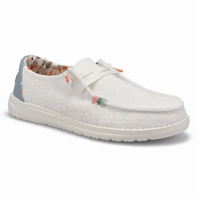 Women's Wendy Boho Casual Shoes In White Crochet Comfy Women Flats under $50