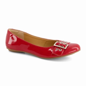 Women's Wide Buckle Ballerinas In Red Womens Casual Flats sale