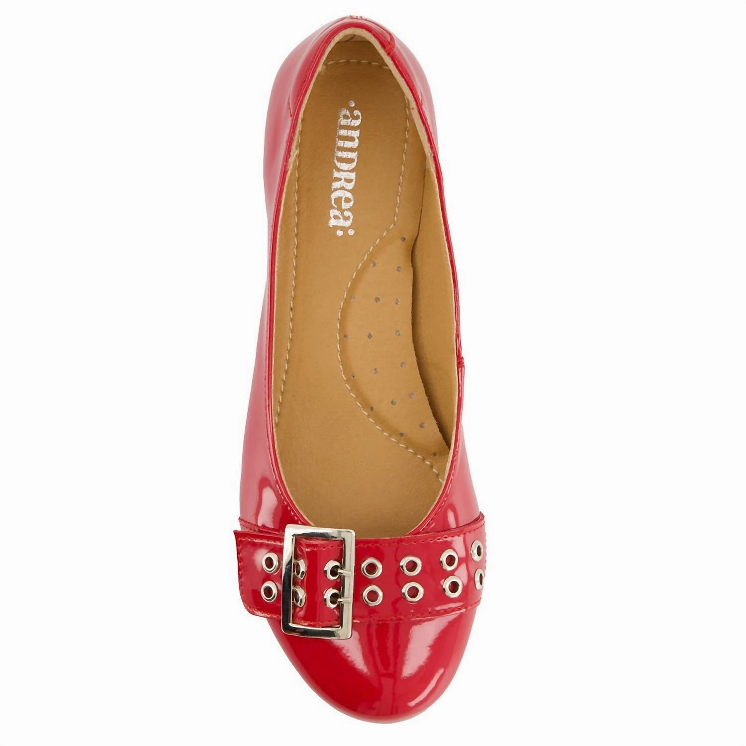 Women's Wide Buckle Ballerinas In Red