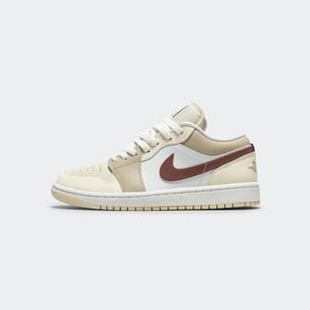 Womens Air Jordan 1 Retro Low - Summit White/Red Sepia-Desert Khaki Sneakers trending now