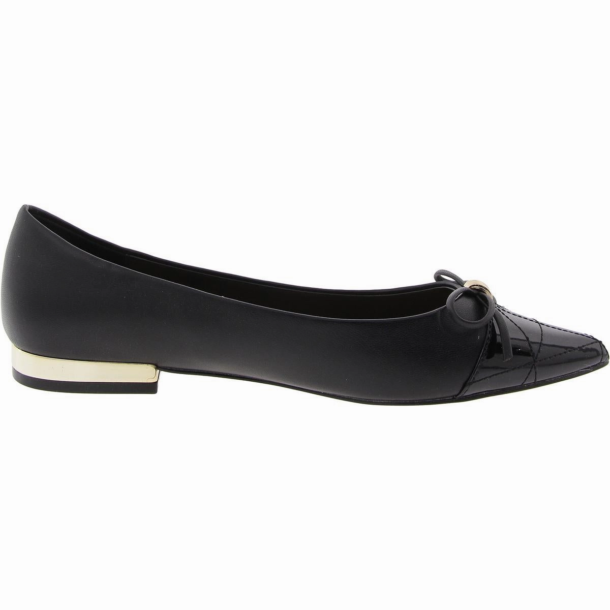 Womens Bow Faux Leather Ballet Flats