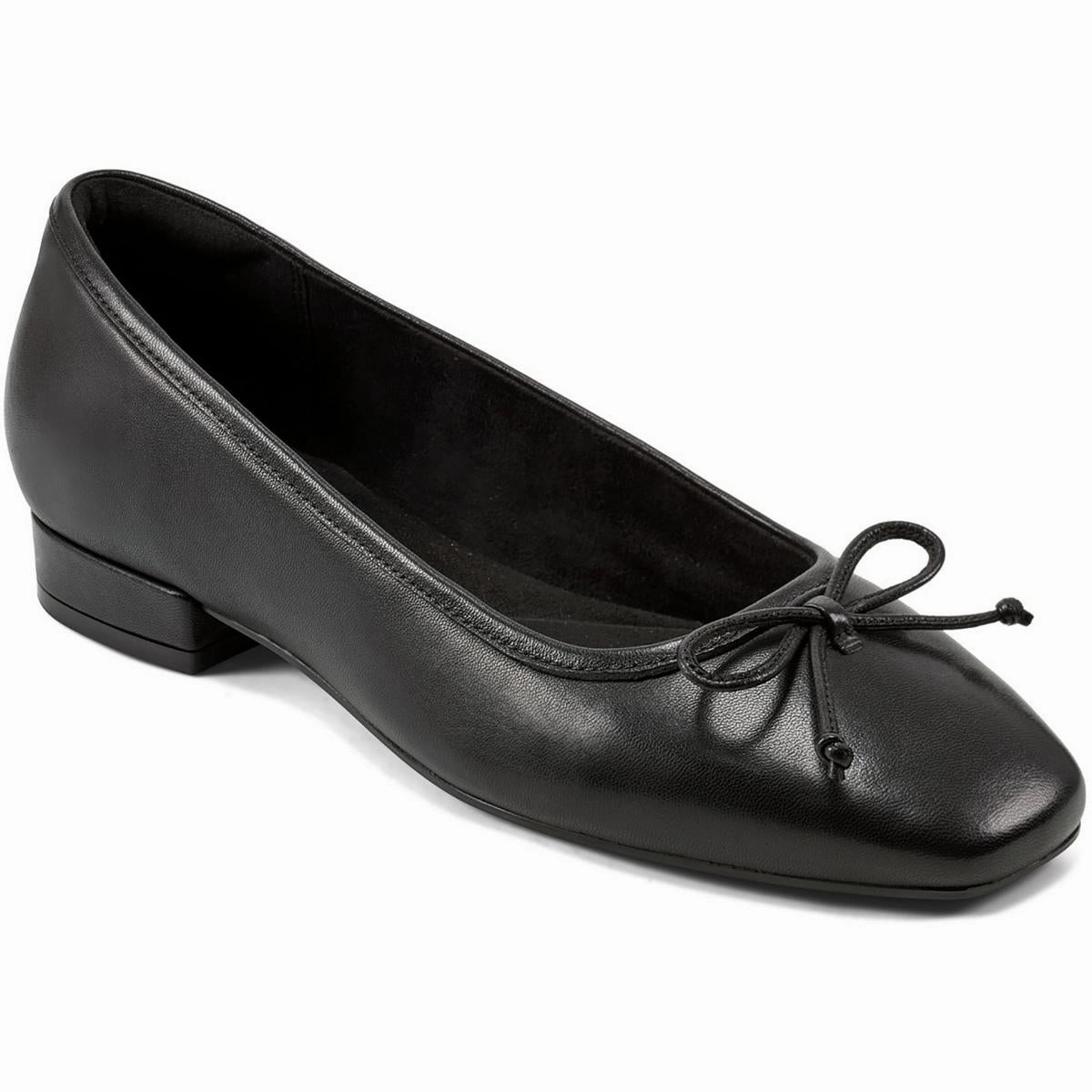 Womens Bow Leather Ballet Flats