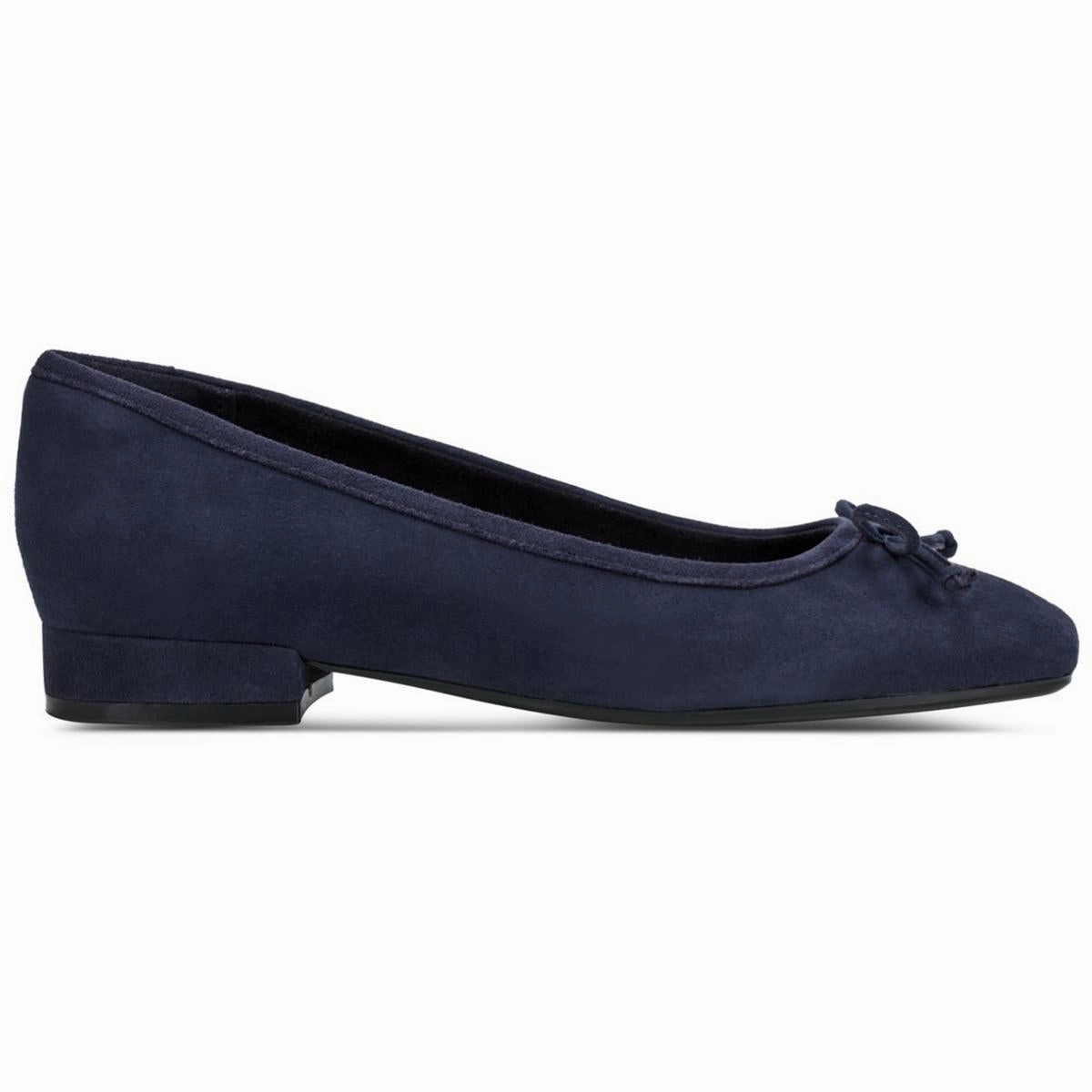 Womens Bow Leather Ballet Flats