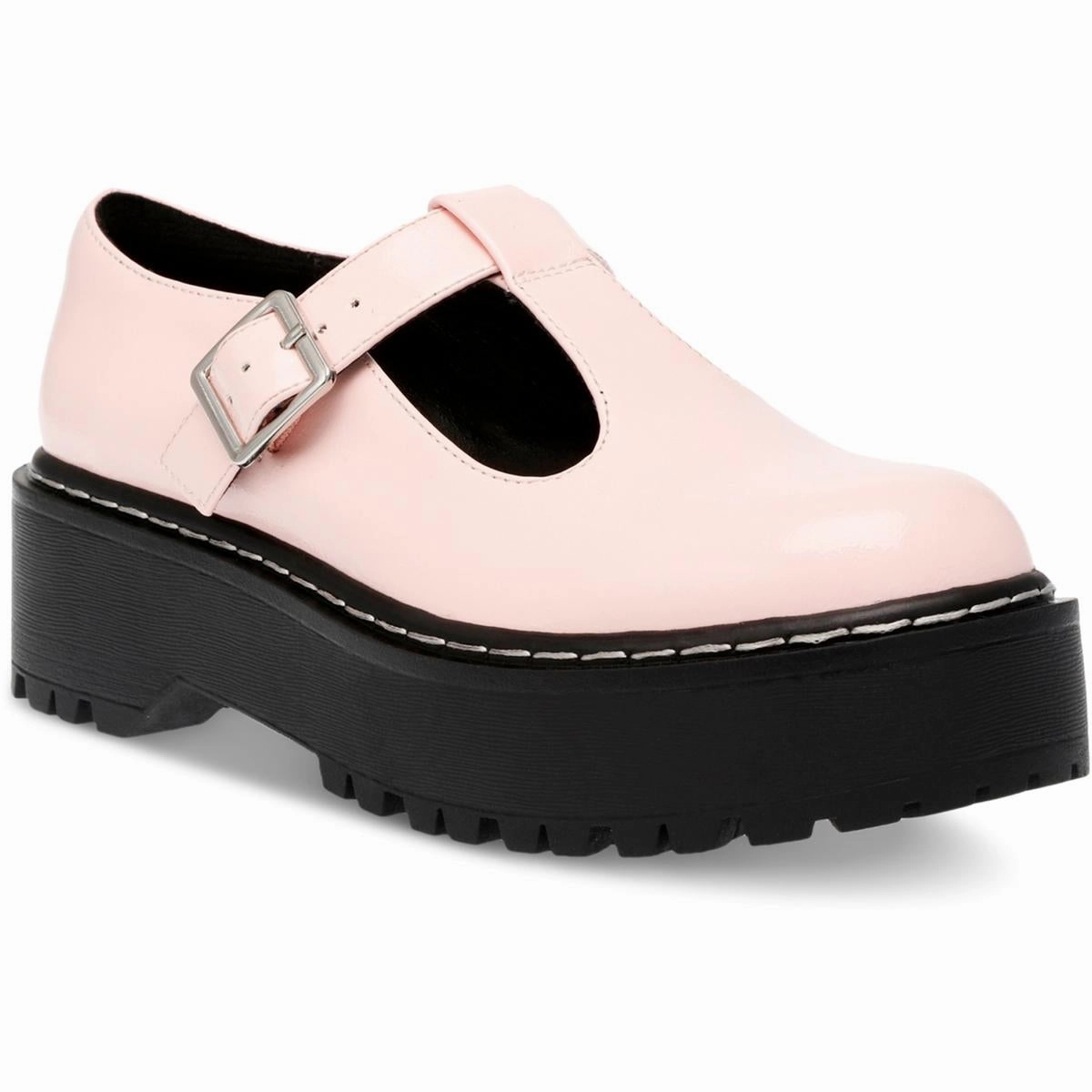 Womens Faux Leather Buckle Mary Janes