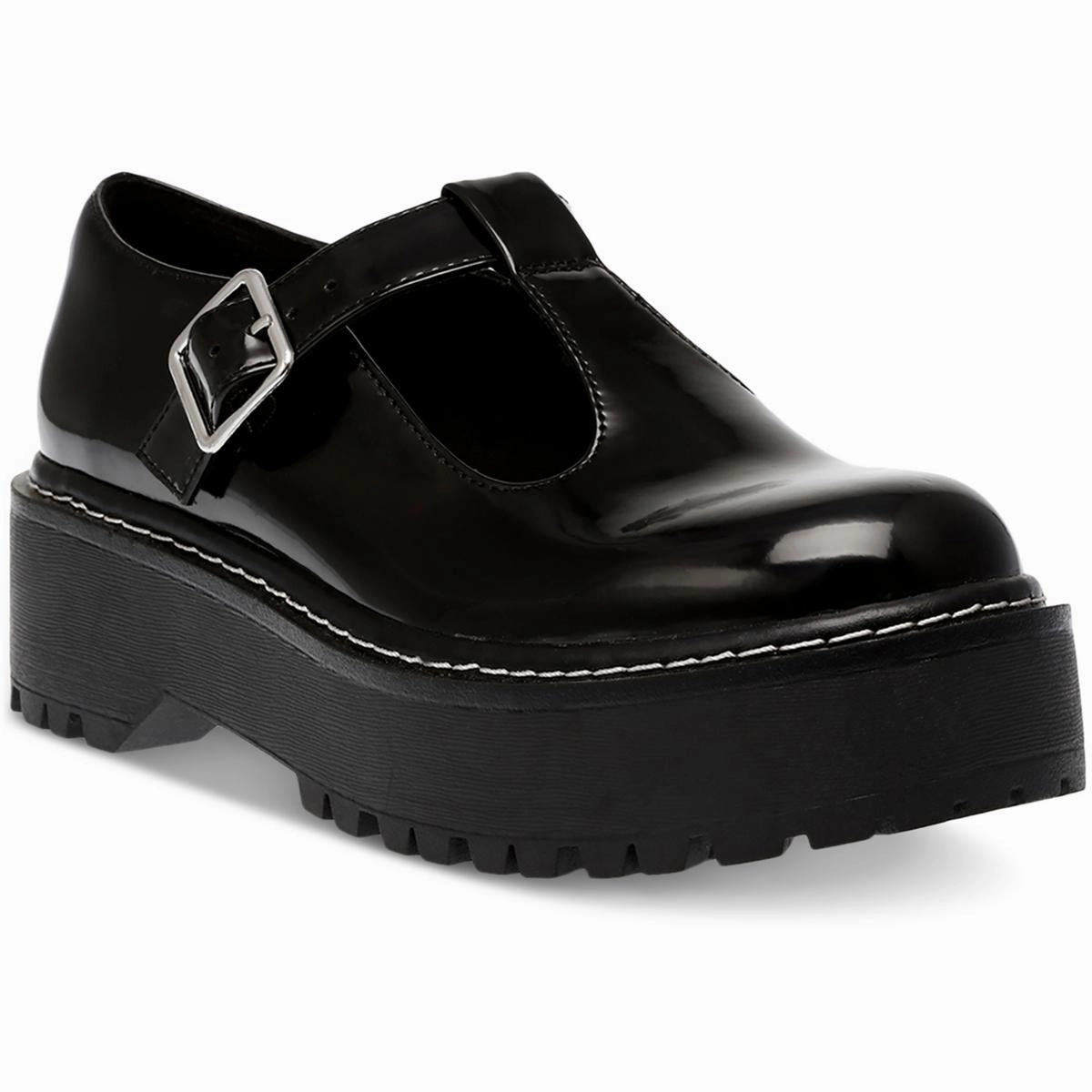 Womens Faux Leather Buckle Mary Janes