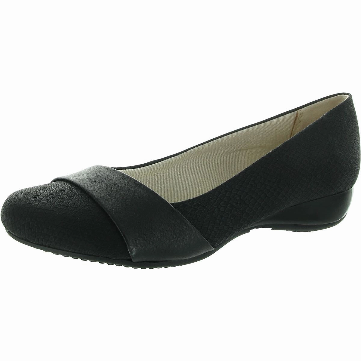 Womens Faux Leather Heeled Ballet Flats