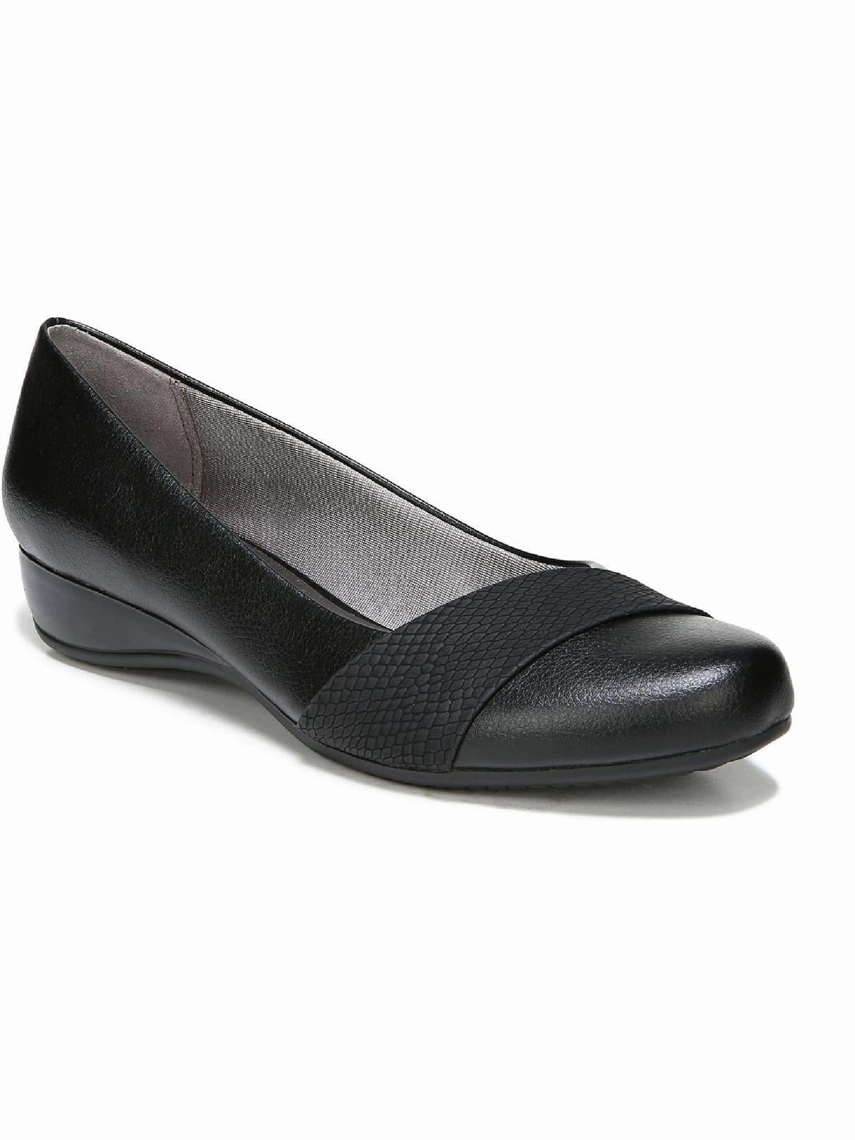 Womens Faux Leather Heeled Ballet Flats