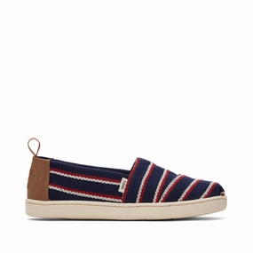 Youth Alpargata Navy Woven Stripes Kids Shoe Boys Shoes cheap deals
